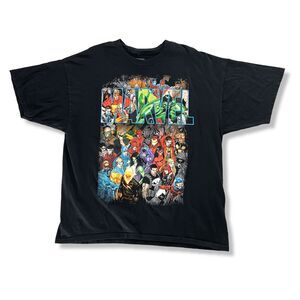 Marvel Heroes Graphic T Shirt Superheros Comic Characters Black Mens XL
